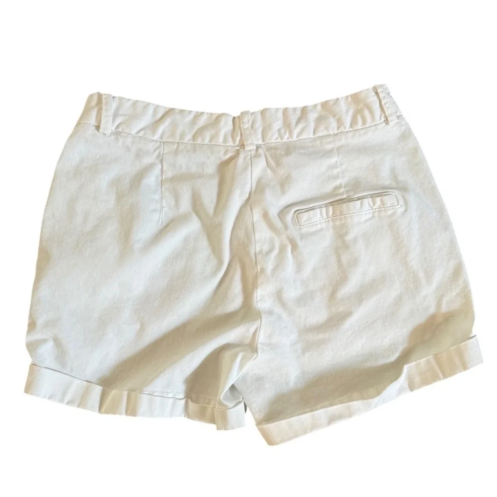 Zara Z1975 Denim White Cuffed Chino Shorts Women Size 2